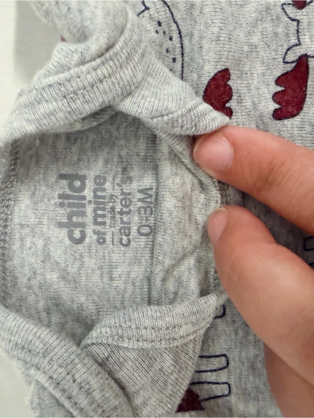 Carter's Gray Baby Bodysuit with Red Moose Accents